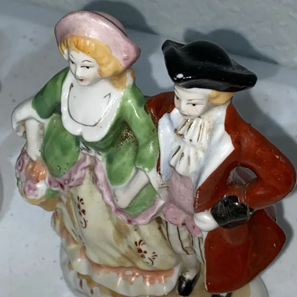 VTG Occupied Japan Colonial Couples Courting Figurine Set Lot 3 Porcelain 5”